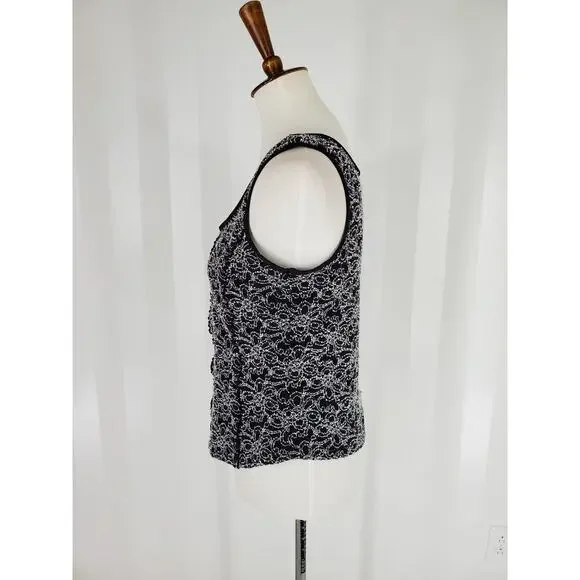 STUDIO 1940 Women's Black & White Sleeveless Top Sz L - Picture 3 of 8
